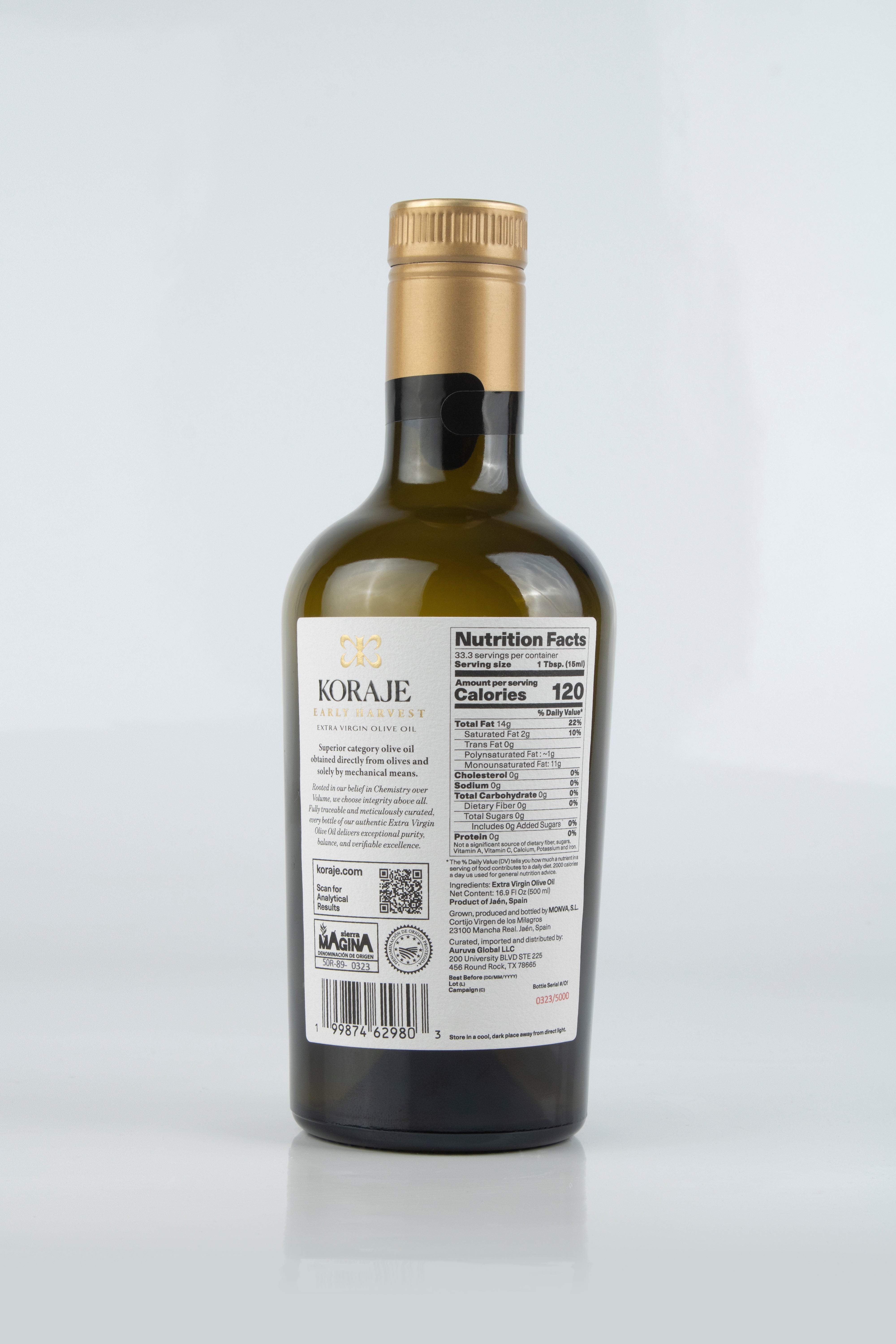 KORAJE Early-Harvest Picual Extra Virgin Olive Oil